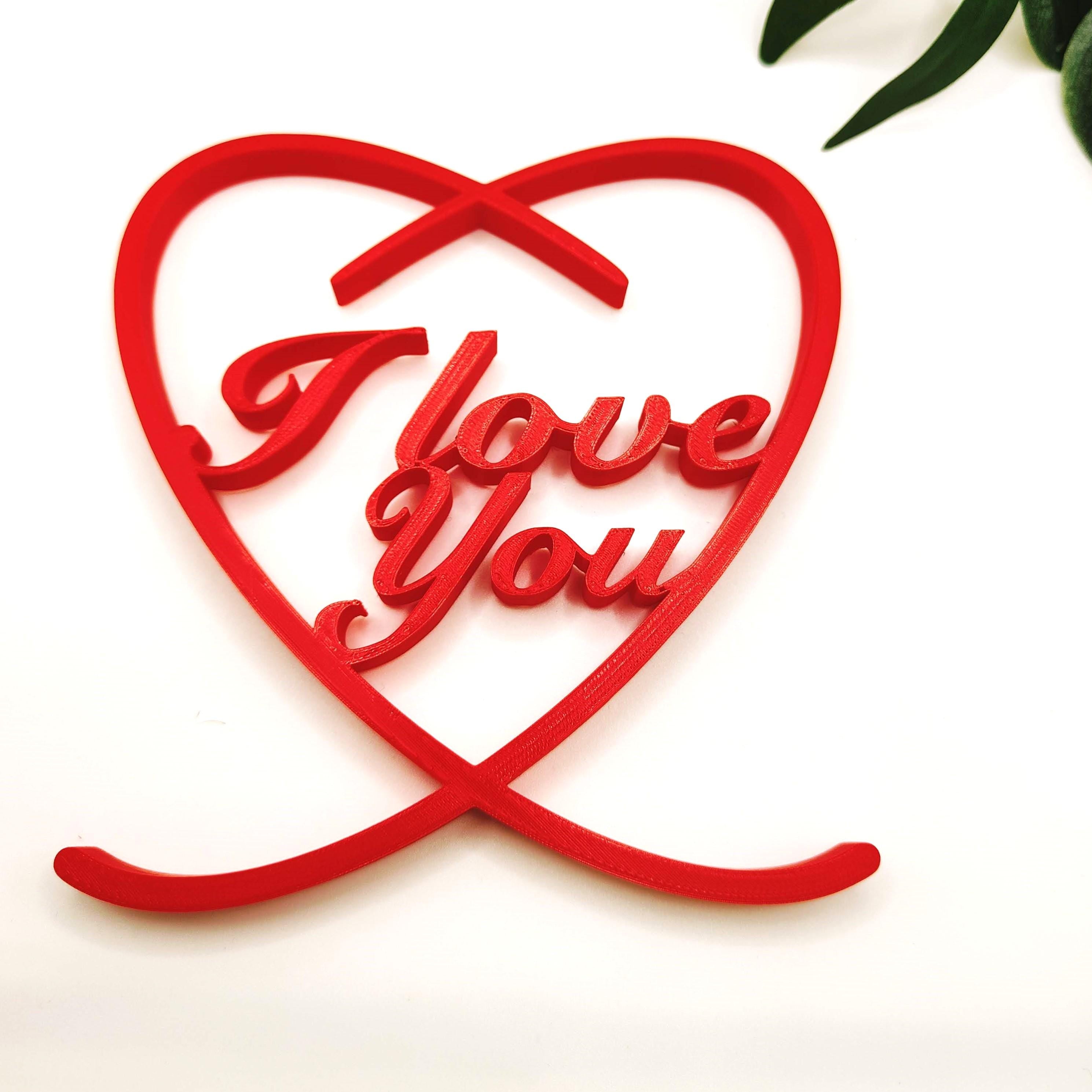 Elegant 'I Love You' Gift - Modern Red Abstract Word Sign for Living Room Decor, Perfect Table Decoration for Him or Her